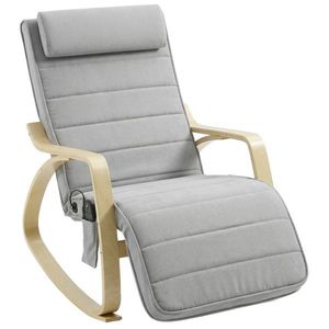 HOMCOM Fotoliu balansoar cu masaj, încălzire, pernă pentru cap și suport pentru picioare, tapițerie din catifea, fotoliu relax, gri deschis | Aosom Romania imagine