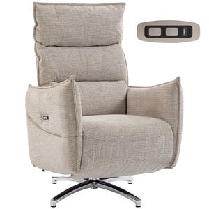 HOMCOM Fotoliu relax electric rotativ pentru adulți, fotoliu cu material aspect in și porturi de încărcare, bej | Aosom Romania imagine