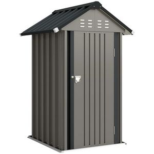 Outsunny Depozit metalic pentru unelte 1, 17 m², magazie cu acoperiș în două ape, ventilație, lacăt și mănuși, 122 x 121 x 192 cm | Aosom Romania imagine
