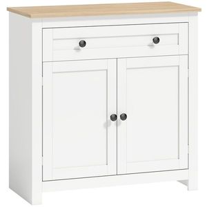 HOMCOM Comodă dulap de bucătărie cu sertar, două uși, poliță reglabilă, pentru living, 78, 5 x 35 x 80 cm Alb | Aosom Romania imagine