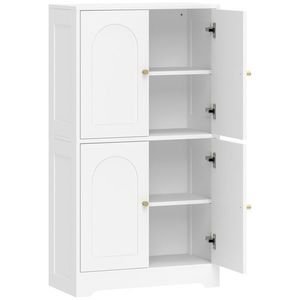 HOMCOM Dulap de bucătărie, dulap înalt cu 2 rafturi reglabile, bufet cu 4 uși arcuite 60 x 30 x 110 cm, Alb | Aosom Romania imagine