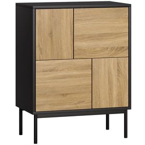 HOMCOM Bufet living mobilier de depozitare dulap de bucătărie uși cu deschidere prin apăsare și 4 compartimente stil modern 60 x 35 x 78 cm, negru | Aosom Romania imagine