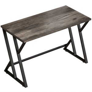 HOMCOM Birou pentru calculator 120 cm, birou în stil industrial cu cadru metalic în formă de Z, masă de lucru pentru birou, gri cu aspect uzat | Aosom Romania imagine