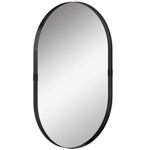 HOMCOM Oglindă de perete, oglindă decorativă 60 x 90 cm din sticlă securizată cu cadru din aluminiu, pentru dormitor, living, hol, negru | Aosom Romania imagine
