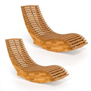 Outsunny Set de 2 Balansoare de Exterior, Șezlonguri Pliabile Ergonomice din Lemn de Acacia, Natural. | Aosom Romania imagine