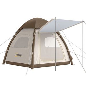Outsunny Cort gonflabil 3 persoane Montare rapidă Cort camping outdoor cu pompă Ferestre cu plasă Acoperiș detașabil | Aosom Romania imagine