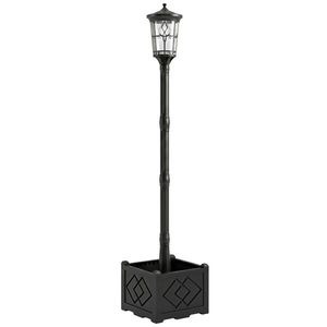 Outsunny Lampă Stradală Solară Exterior pentru Grădină cu Ghiveci 2 Moduri de Luminozitate 100/50 lm IP44 Pornire/Oprire Automată Negru | Aosom Romania imagine