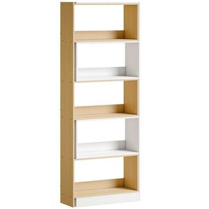 HOMCOM Bibliotecă de colț rotativă 350° cu 5 niveluri, raft extensibil în formă de L, 60-111x24x164cm, stejar | Aosom Romania imagine
