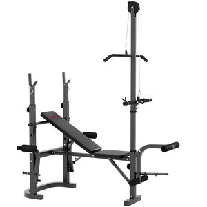 SPORTNOW Bancă de greutăți, Trei suporturi pentru greutăți, Oțel și PU, 202 x 155 x 106 cm, Negru | Aosom Romania imagine