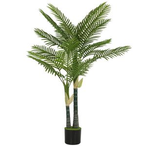 HOMCOM Palmier artificial 150 cm, palmier decorativ cu 16 frunze, plantă artificială mare în ghiveci pentru living, balcon, decor, verde | Aosom Romania imagine