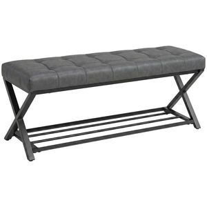 HOMCOM Bancă pentru încălțăminte, bancă de intrare cu perna din piele artificială, 112 x 37 x 47 cm, Gri închis | Aosom Romania imagine