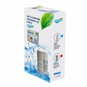 Cartuse filtrare apa Aquapur, polipropilena, carbune activ bloc, pentru sistem filtrare, reduce concentratia compusilor organici din apa, imbunatateste gustul si mirosul, 8 l/min, 1 micron, 2 buc/pachet imagine
