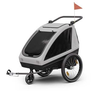 KLARFIT GoKiddo, remorcă pentru biciclete, pliabilă, cu frâne integrate, în creștere, pentru 2 copii imagine