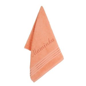 Prosop frotir cu broderie Maminka salmon, 50 x 100 cm, somon imagine