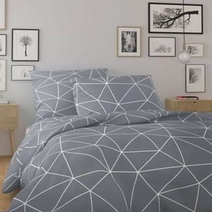 Lenjerie de pat din bumbac Kvalitex Nordic Grid gri, , gri, 140 x 200 cm, 70 x 90 cm imagine