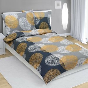 Lenjerie de pat din bumbac Bellatex Cercurigri-portocaliu, 140 x 200 cm, 70 x 90 cm, 140 x 200 cm, 70 x 90 cm imagine