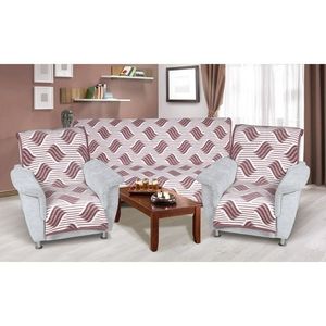 Set cuverturi Karmela plus 3+1+1 Vlnka burgundy, 1 buc. 150 x 200 cm, 2 buc. 65 x 150 cm imagine