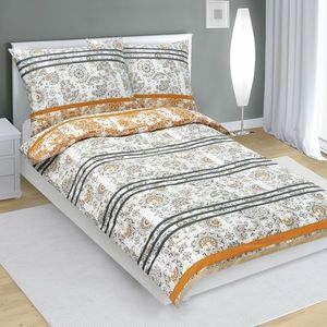 Lenjerie de pat din bumbac Bellatex Retrogri-portocaliu , 140 x 200 cm, 70 x 90 cm imagine