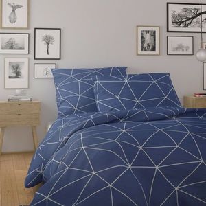 Lenjerie de pat din bumbac Kvalitex Nordic Grid albastru, albastru, 220 x 200 cm, 2 buc. 70 x 90 cm imagine