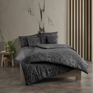 Lenjerie de pat din bumbac Kvalitex Tokyo negru, 240 x 200 cm, 2 buc. 70 x 90 cm imagine