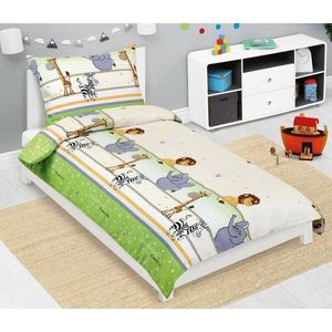 Bellatex Lenjerie de pat pentru copii din crepSafari verde, 140 x 200, 70 x 90 cm imagine