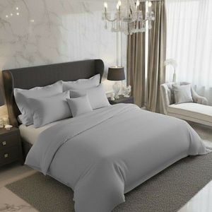Lenjerie de pat din satin Luxury Collection, gri deschis, 140 x 200 cm, 70 x 90 cm imagine