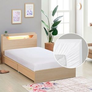 Cearceaf de pânză cu elastic, alb, 90 x 200 cm, alb imagine