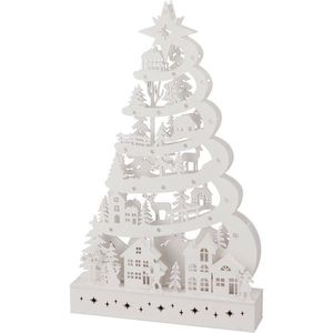 Pom de Crăciun luminos, 45 x 6 x 27 cm, 15LED-uri, lemn imagine