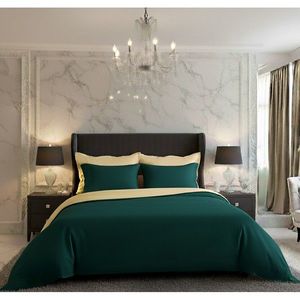 Lenjerie de pat din satin Kvalitex LuxuryCollection, verde/crem 140 x 200 cm, 70 x 90 cm imagine