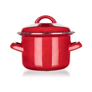 Oală emailată cu capac Banquet Milton roșu, 12 cm, 0, 78 l, 12 cm imagine