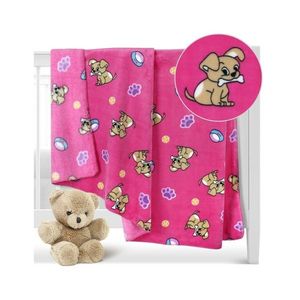 Bellatex Pătură pentru copii Ella Cățeluș roz, 100x 150 cm imagine