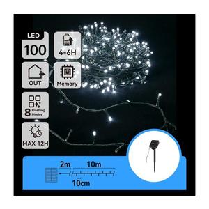 - Ghirlandă solară cu LED, 100 LED, 8 funcții, 12 m, IP65, alb rece imagine