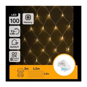 - Ghirlandă LED de exterior, 100 LED, 8 funcții, 4, 5 x 1, 5 m, IP44, alb cald imagine