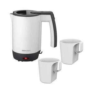 Concept RK7030 - fierbător electric de călătorie, 0, 5 l, 1080 W/230 V, gri/alb + 2 cești imagine