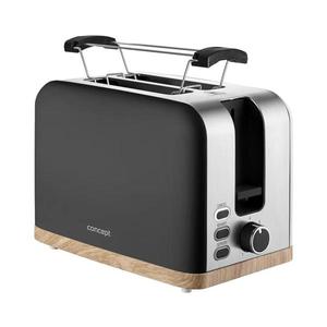 Concept TE2016 - Prăjitor de pâine cu 2 fante și suport pentru chifle, 930W/230V, negru imagine