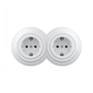 lap - Priză dublă retro de uz casnic cu ramă, SCHUKO, 230 V, alb zăpadă imagine