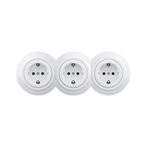lap - Priză retro triplă pentru casă, cu ramă, SCHUKO 230V, alb zăpadă imagine