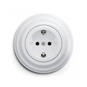 lap - Priză retro casnică cu ramă SCHUKO 230V/16A, alb zăpadă imagine