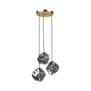 Candelabru suspendat pe cablu CRISTAL, 3x E14/15W/230V, alamă/negru fumuriu imagine