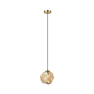 Lustră CRISTAL suspendată pe cablu, 1xE14/15W/230V, alamă/bej fumuriu imagine