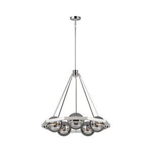 Quintiesse QN-HARPER5 - Lustru pe tijă HARPER, 5xE14/60W/230V, crom lucios/sticlă fumurie imagine