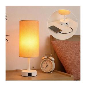 Brilagi - Lampă de birou TABLON cu port USB, 1xE27/25W/230V, alb/bej imagine