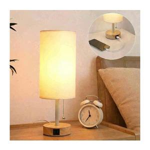 Brilagi - Lampă de masă TABLON cu port USB, 1xE27/25W/230V, stejar/bej/crem imagine