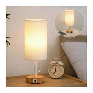 Brilagi - Lampă de masă TABLON cu port USB 1xE27/25W/230V stejar/alb imagine