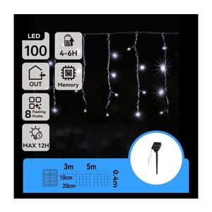 - Ghirlandă solară LED, 100x LED, 8 funcții, 8x0, 4 m, IP65, alb rece imagine