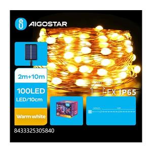 - Ghirlandă solară LED 100xLED/8 funcții 12m IP65 alb cald imagine