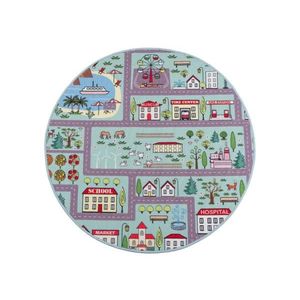 Covor pentru copii STELLA STREETS, 120 cm, turcoaz/orășel imagine
