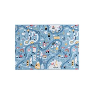 Covor pentru copii STELLA STREETS, 80 x 100 cm, albastru – model oraș imagine