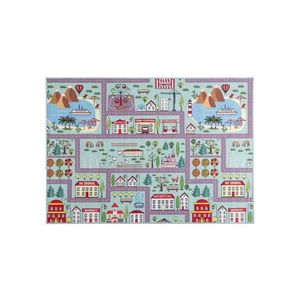Covor pentru copii STELLA STREETS 100x150 cm turcoaz/oraș imagine