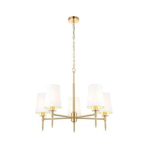 Endon 99458 - Candelabru suspendat cu lanț, 5 x E14, 6W, 230V, auriu/alb imagine